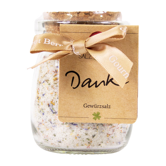 Salzglück: „Danke“ – Blütensalz 90 g