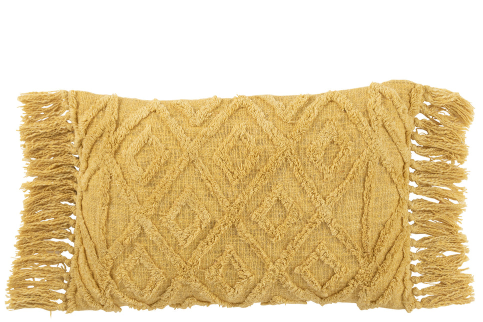 Kissen Quasten Baumwolle Senf groß (78x40x15cm)