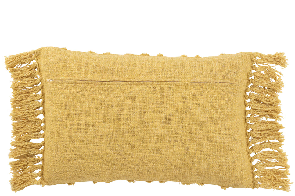 Kissen Quasten Baumwolle Senf groß (78x40x15cm)