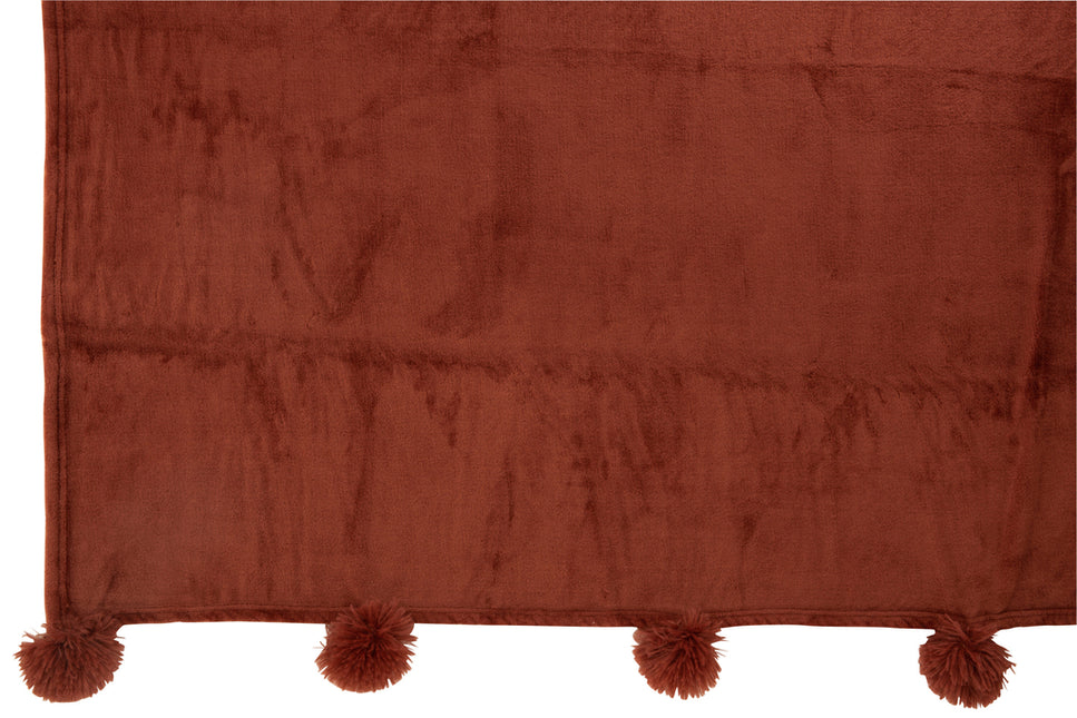 Decke PomPom aus Polyester, Marsala