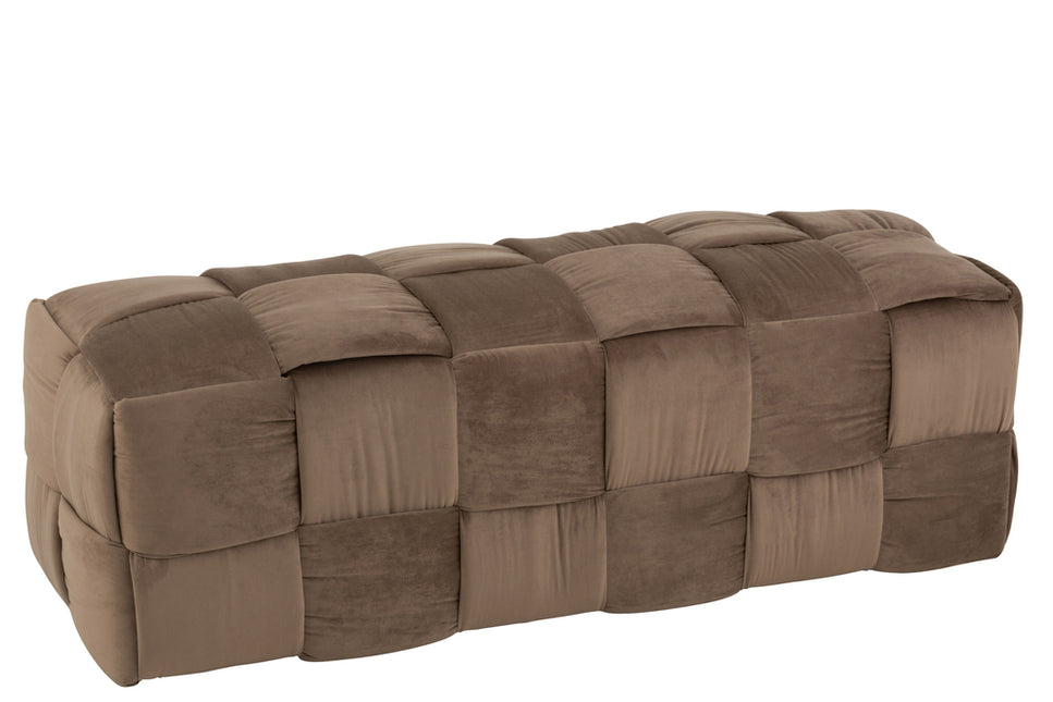 Pouf 3 Personen aus Textil/Holz, Braun