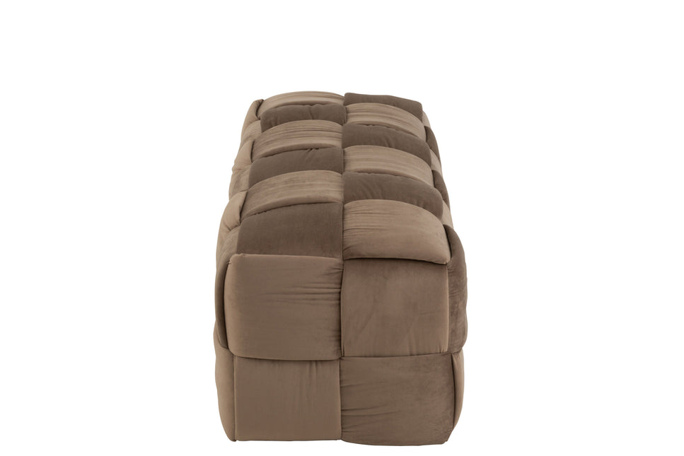 Pouf 3 Personen aus Textil/Holz, Braun