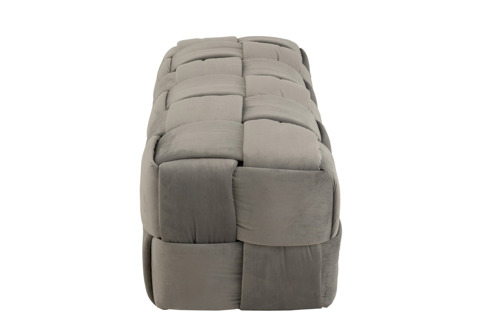 Pouf 3 Personen aus Textil/Holz, Hellgrau