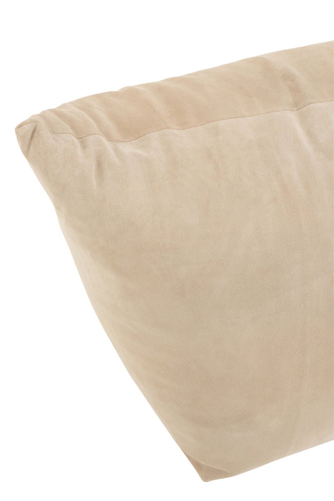 Pouf Ava Low aus Leder, Beige