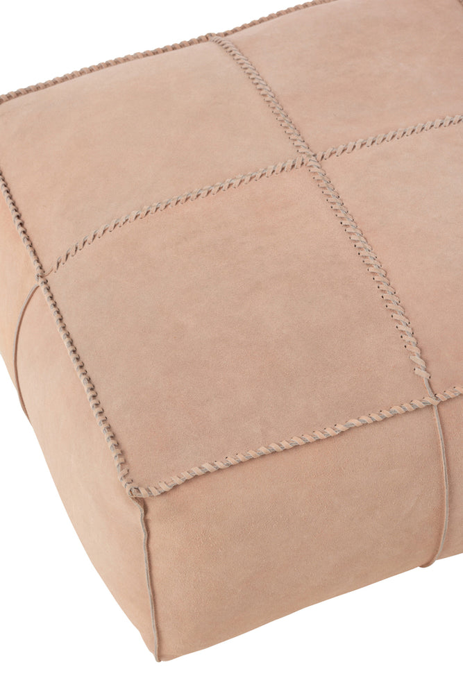 Pouf Cross Square aus Leder, Rosa