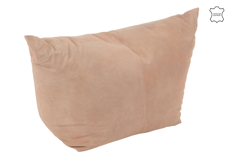 Pouf Melissa quadratisch aus Leder, Pink