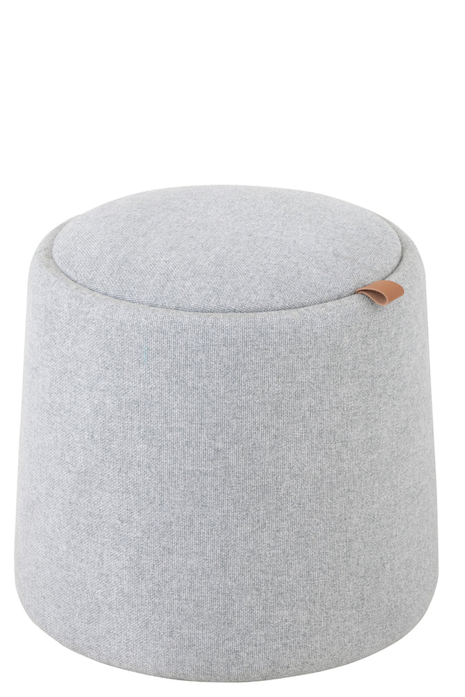 Pouf/Sidetab rund aus Textil/Holz, Hellgrau