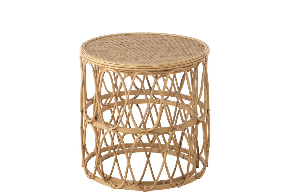 Set aus 2 Rattan-Beistelltischen natur