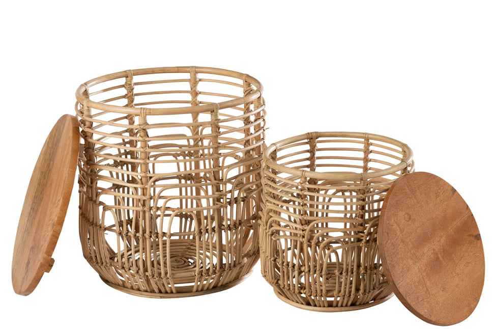 Set aus 2 Beistelltischen Ellen Rattan natur