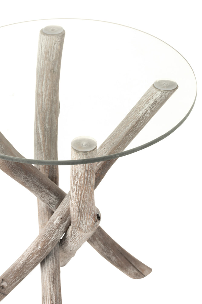 Beistelltisch rund Zweig Holz/Glas
