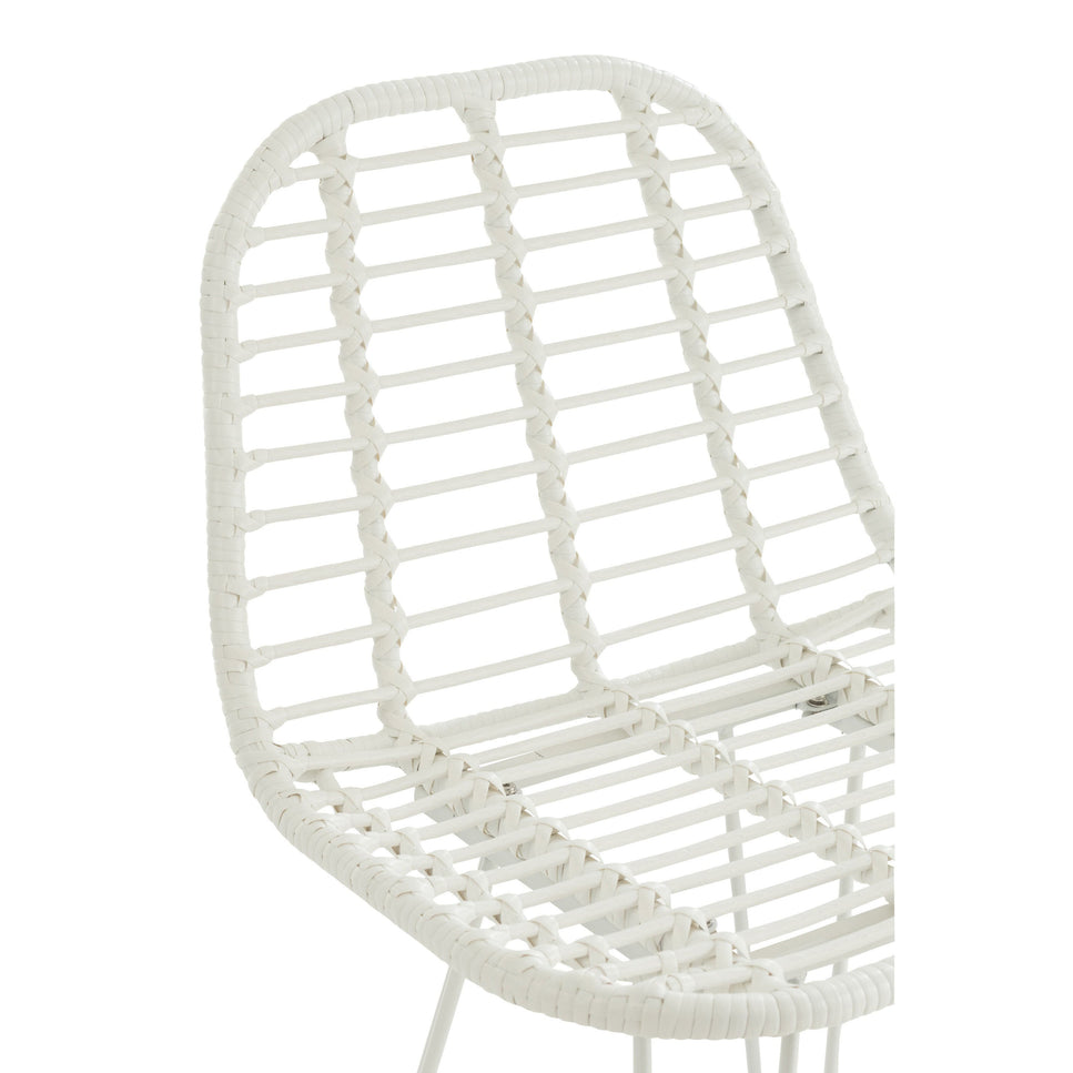 Barhocker Leonie, Metall/Rattan, Weiß