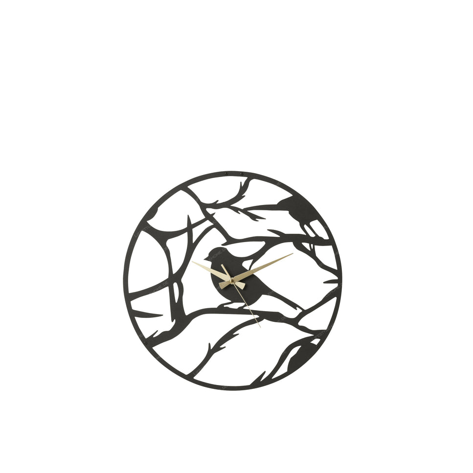 Wanduhr "Bird" aus schwarzem Metall