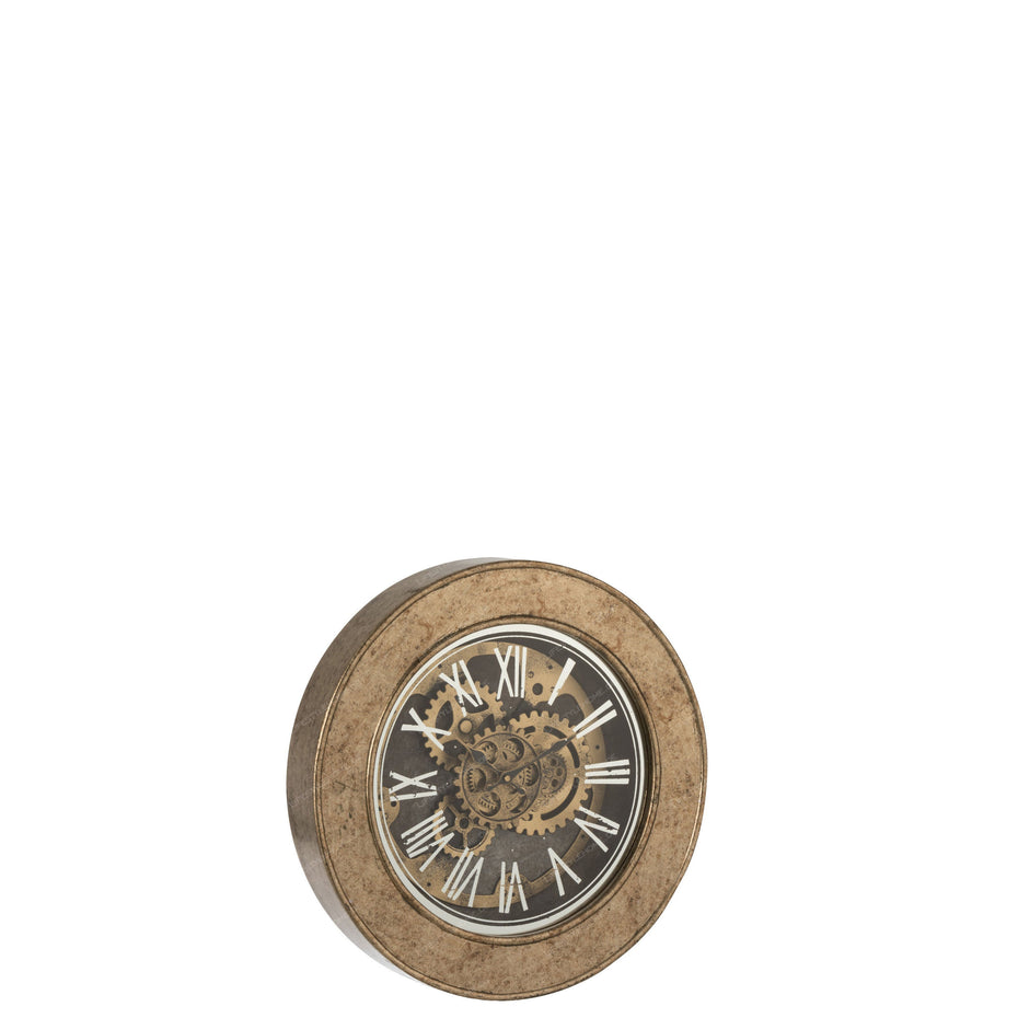 Wanduhr "Int Mech" aus MDF, Antik Gold