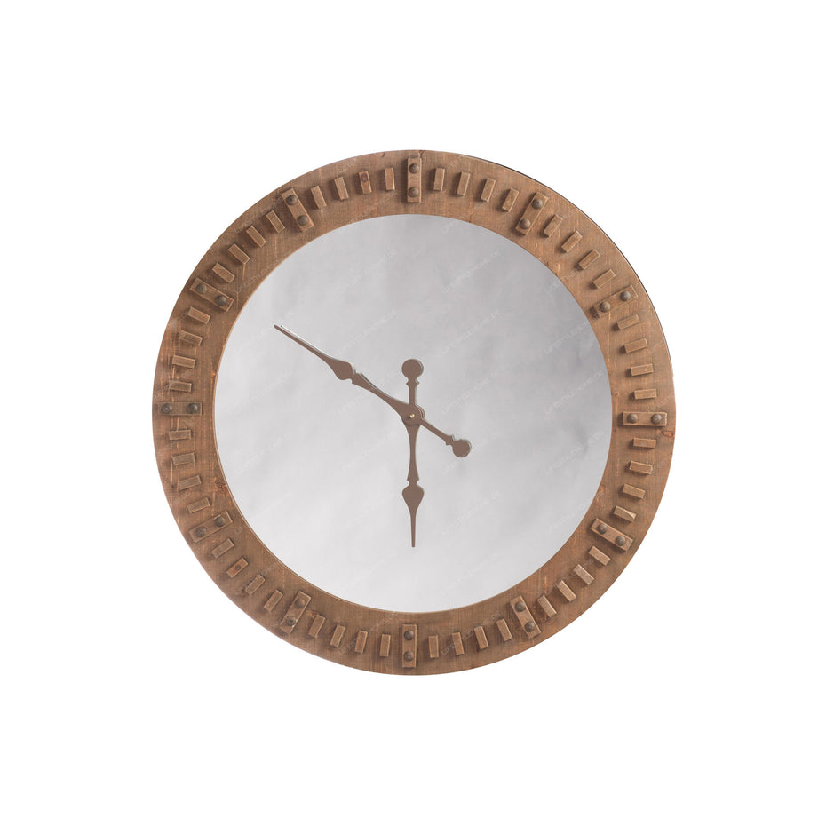 Wanduhr "Clock+Mirror" aus natürlichem Holz, Groß