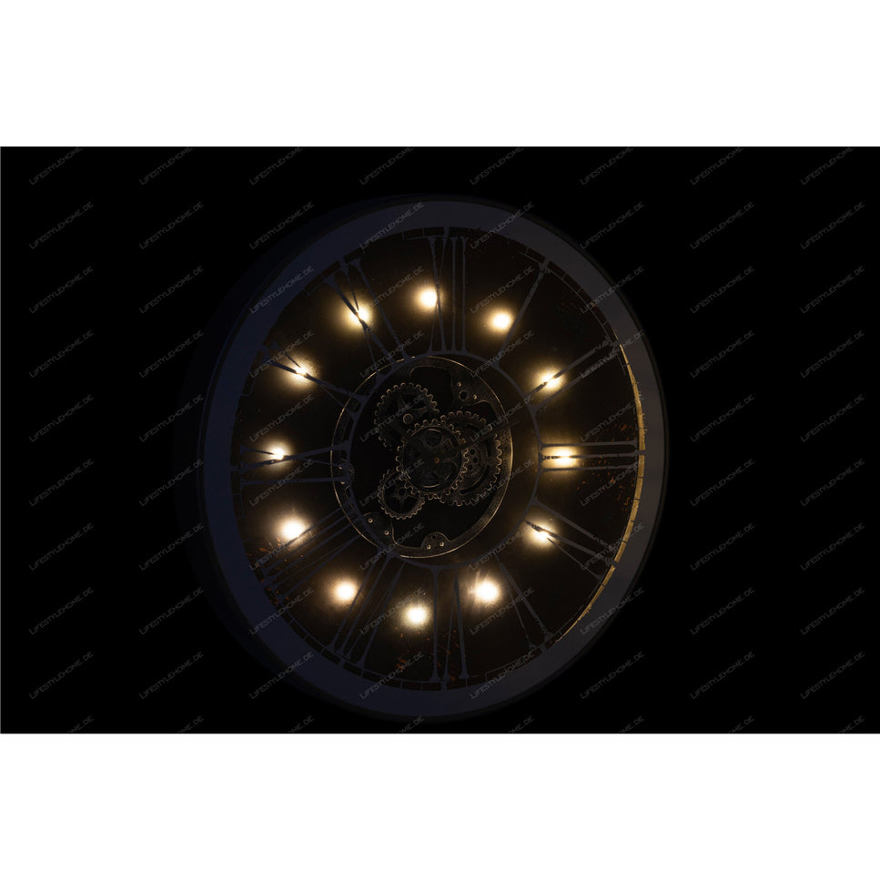 Wanduhr mit LED-Mechanismus und Spiegel/Silber-Chrom, Rund