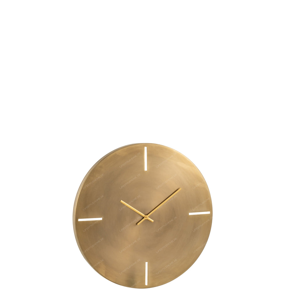 Wanduhr rund aus mattem Gold, Klein