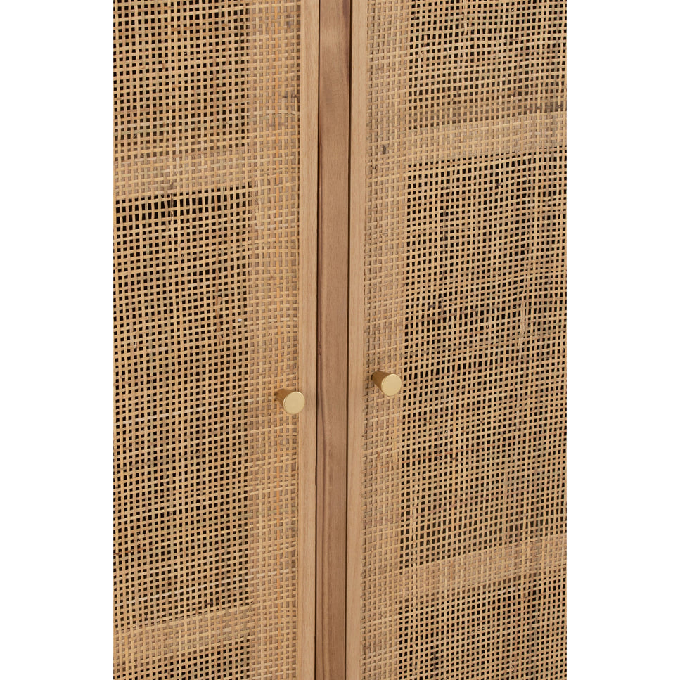 Schrank mit 2 Türen, Holz/Rattan, Natur