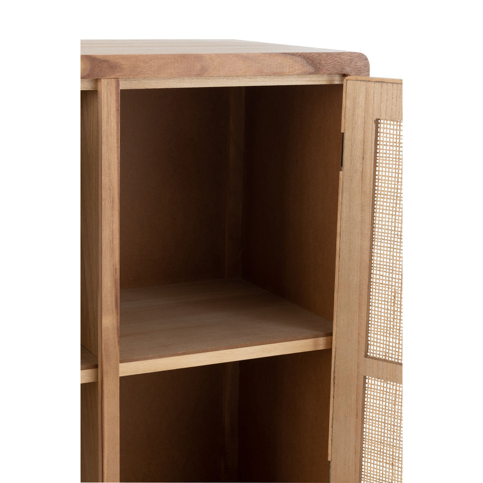 Schrank mit 2 Türen, Holz/Rattan, Natur