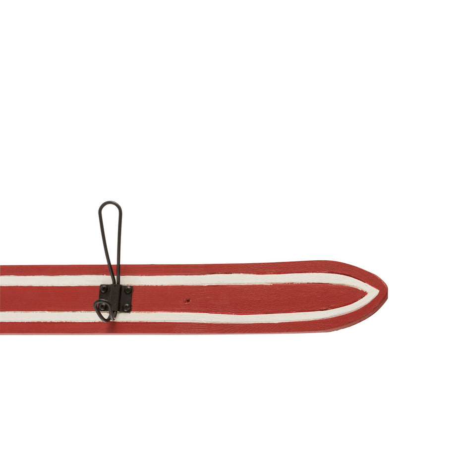 Garderobenständer Ski, 5 Haken, Holz, rot/weiß