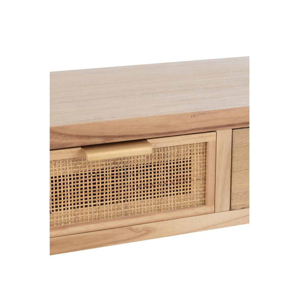 Konsole 3 Schubladen Holz/Rattan natur