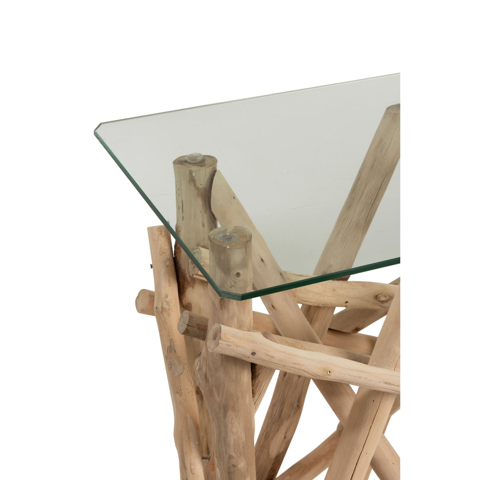 Konsole Rechteckig Holz/Glas natur