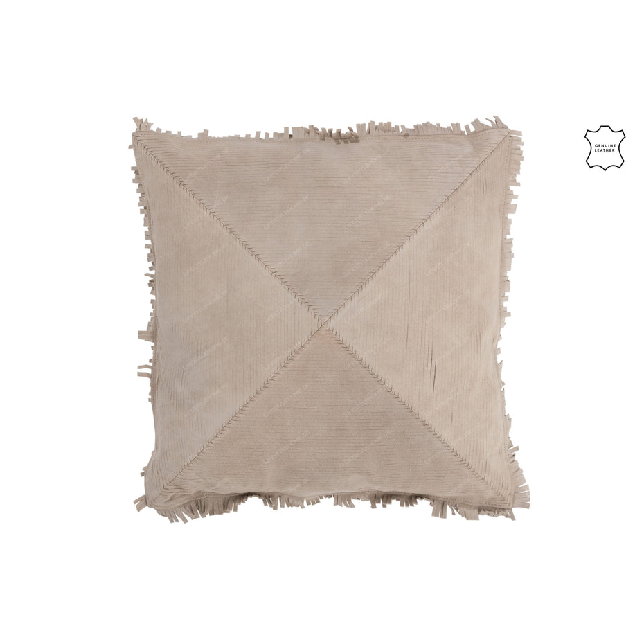 Kissen KREUZ QUADRAT LEDER BEIGE