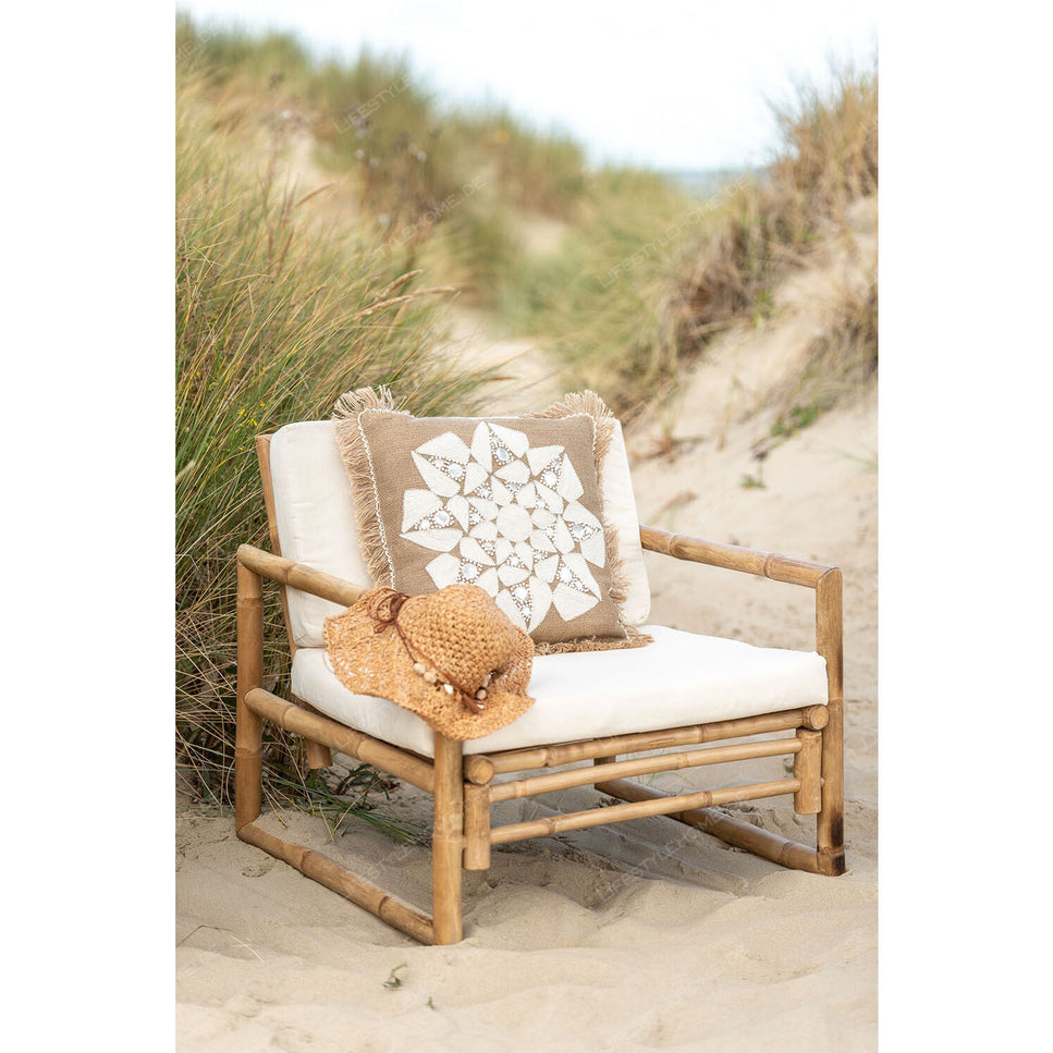 Kissen FLOW ABSTRAKT Jute natur/beige