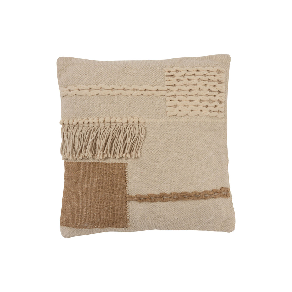 Kissen FRANSEN QUADRAT Baumwolle Beige