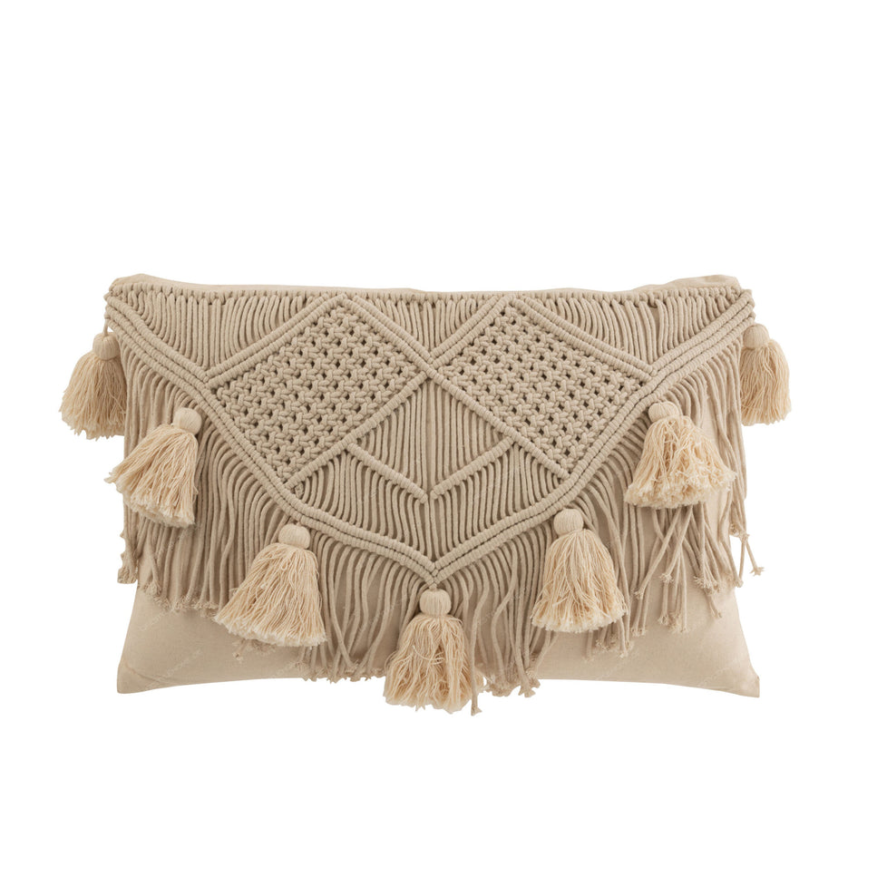 Kissen POM POM RECHTECK BAUMWOLLE BEIGE