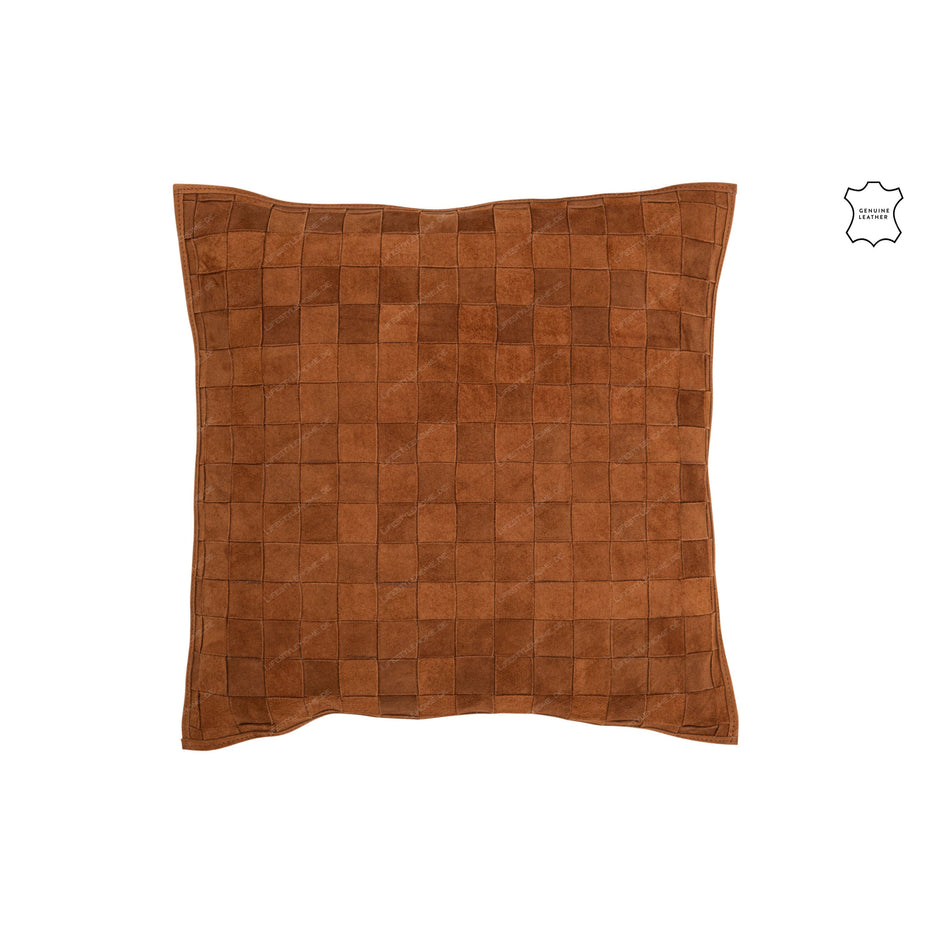 Kissen QUADRAT KLEINES LEDER COGNAC