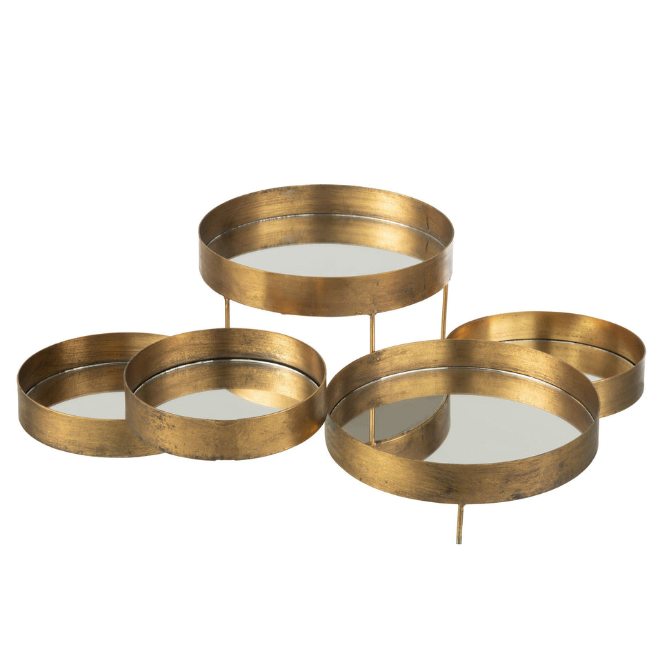 Deko mit 5 Spiegeln, Metall/Glas, Gold