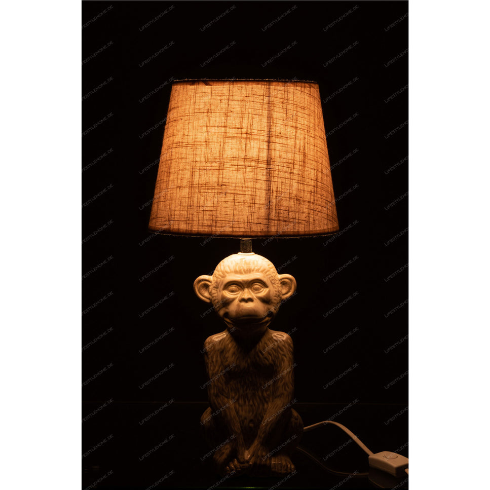 TISCHLAMPE AFFE ZEMENT/TEXTIL BEIGE/BEIGE