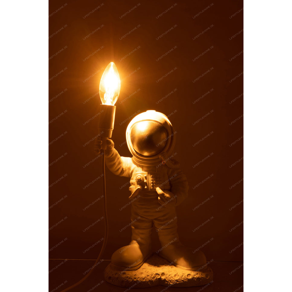 TISCHLAMPE ASTRONAUT FUSS POLY WEISS