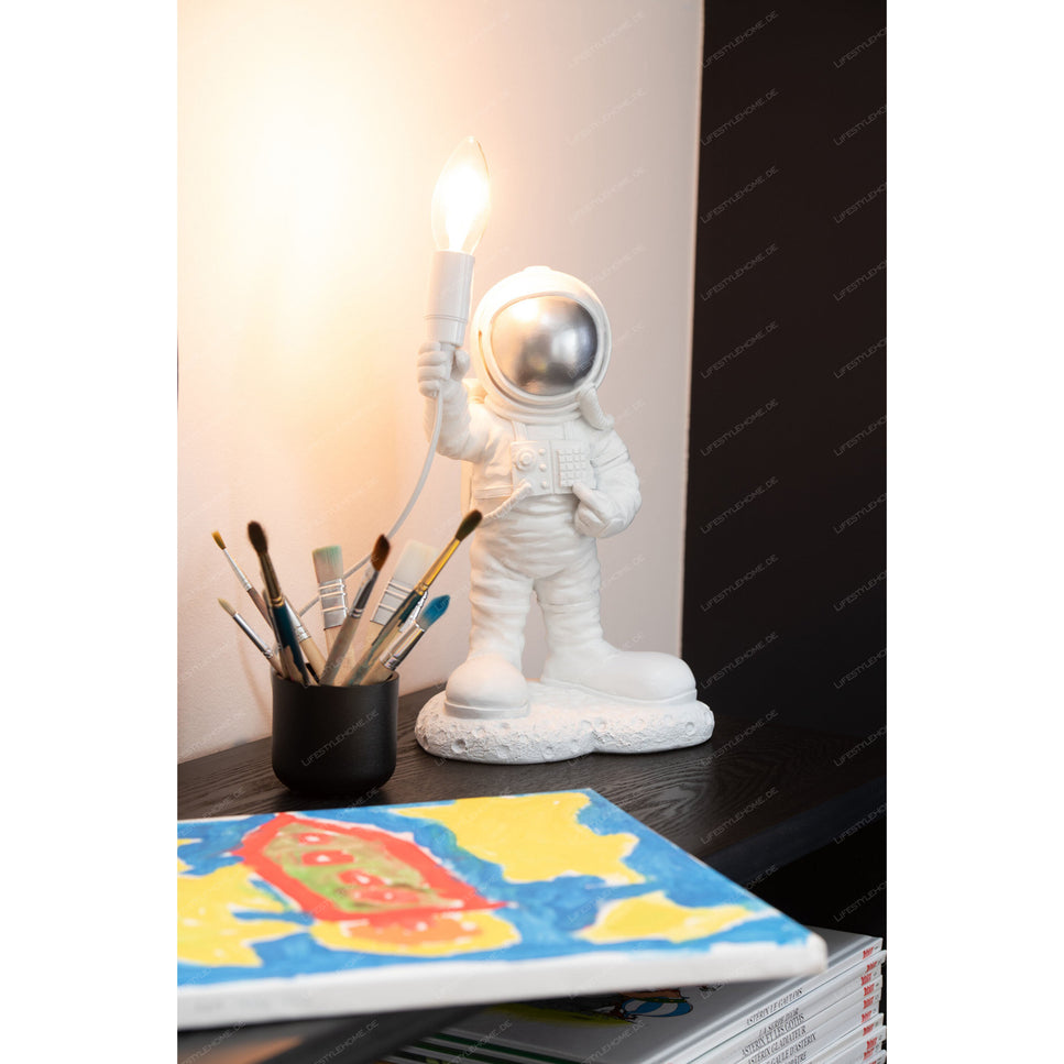 TISCHLAMPE ASTRONAUT FUSS POLY WEISS