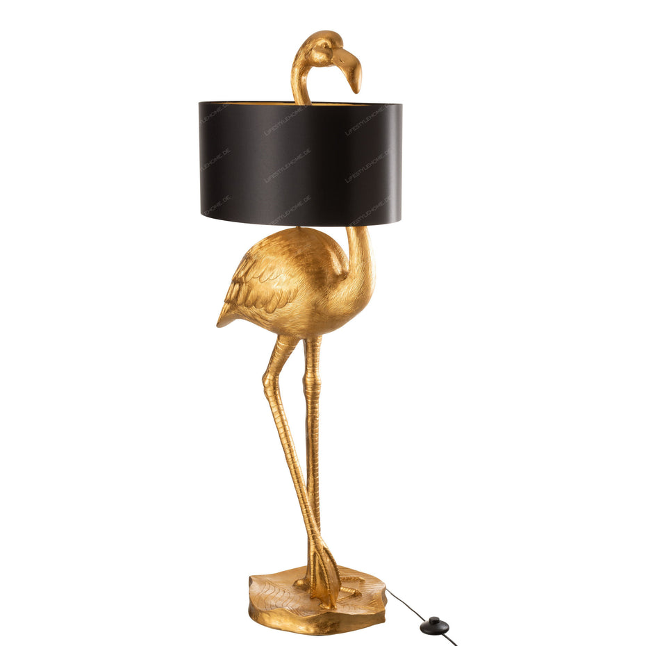 LAMPE FLAMINGO POLYRESIN GOLD/SCHWARZ