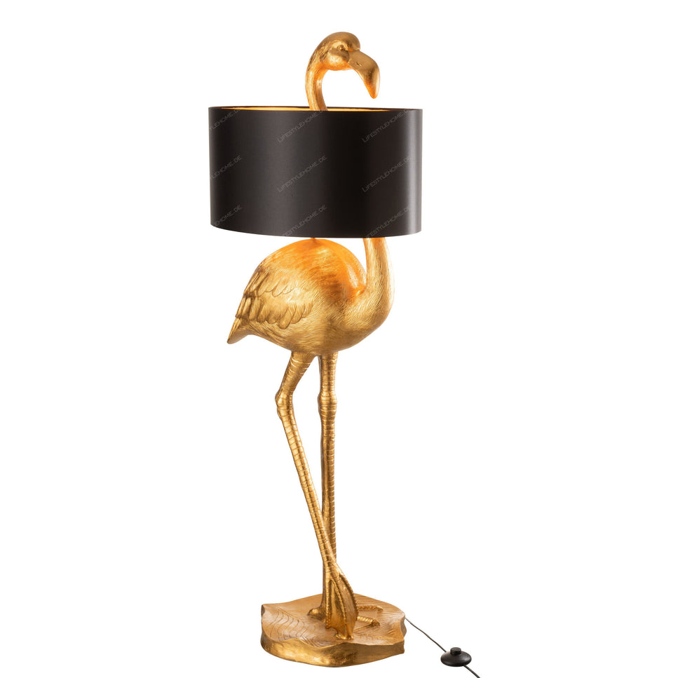 LAMPE FLAMINGO POLYRESIN GOLD/SCHWARZ