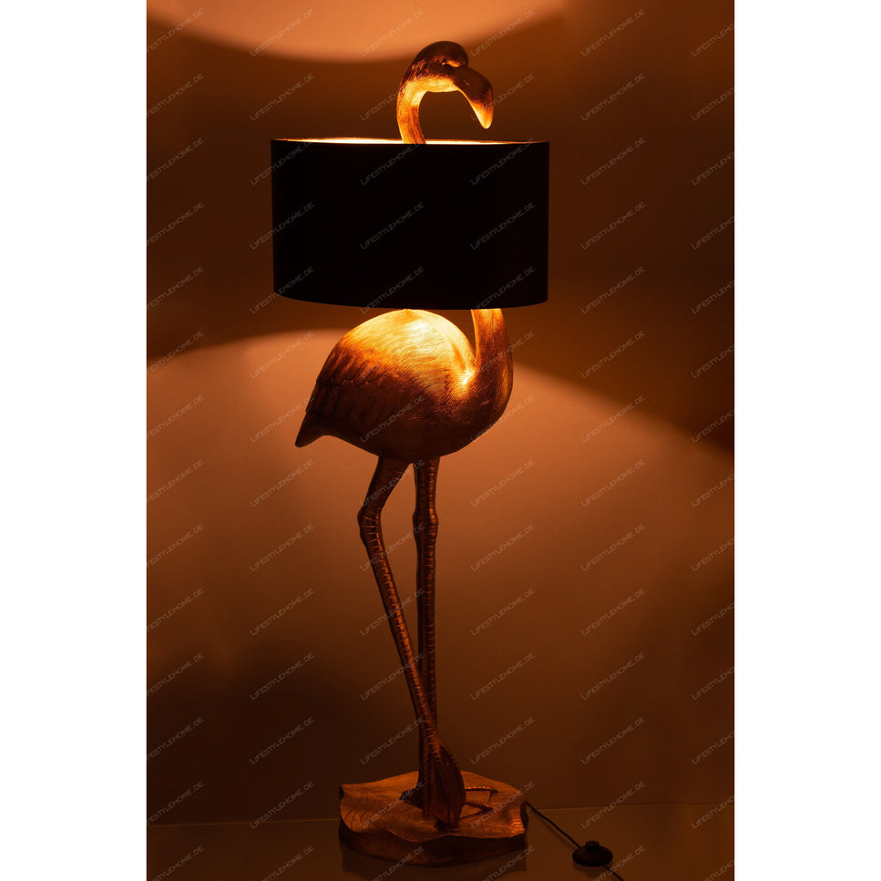 LAMPE FLAMINGO POLYRESIN GOLD/SCHWARZ