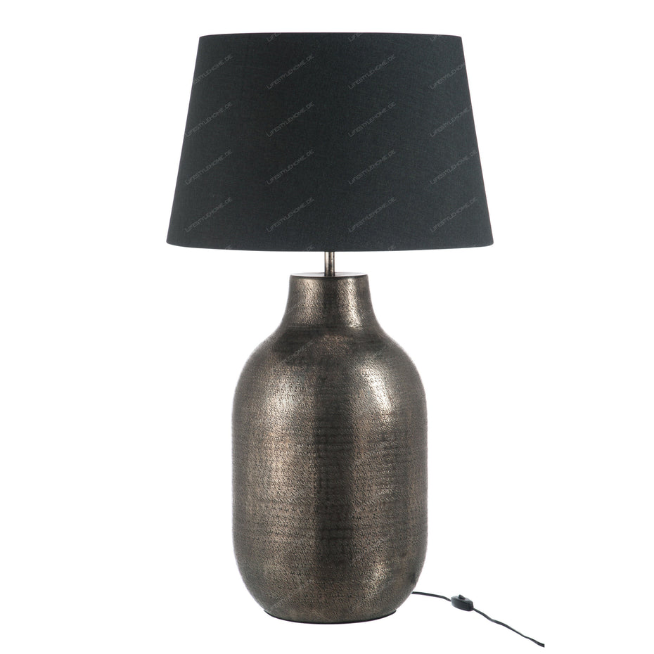 TISCHLAMPE FUSS+SCHIRM ORIENTALISCHES ALUMINIUM ANTIK SILBER