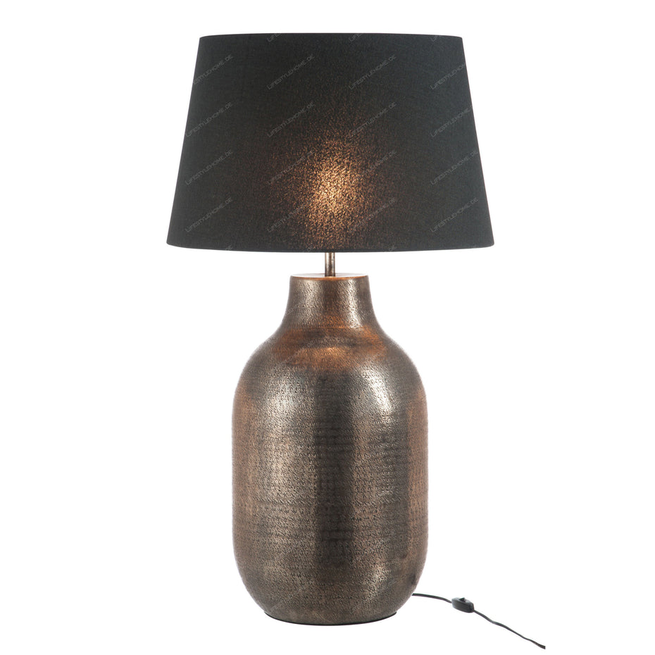 TISCHLAMPE FUSS+SCHIRM ORIENTALISCHES ALUMINIUM ANTIK SILBER