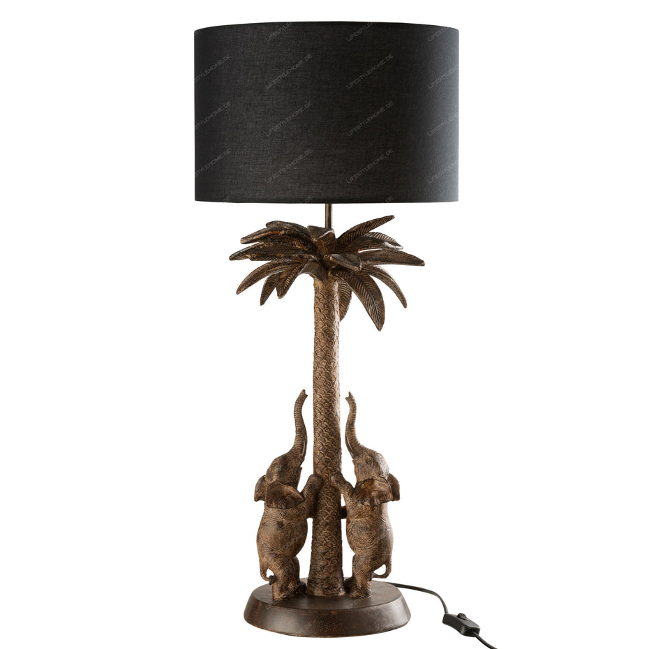 TISCHLAMPE PALMENBAUM ELEFANT POLY BRONZE