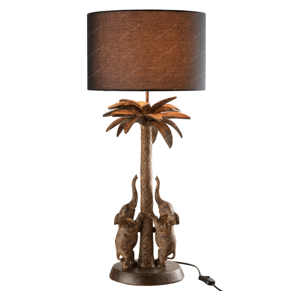 TISCHLAMPE PALMENBAUM ELEFANT POLY BRONZE