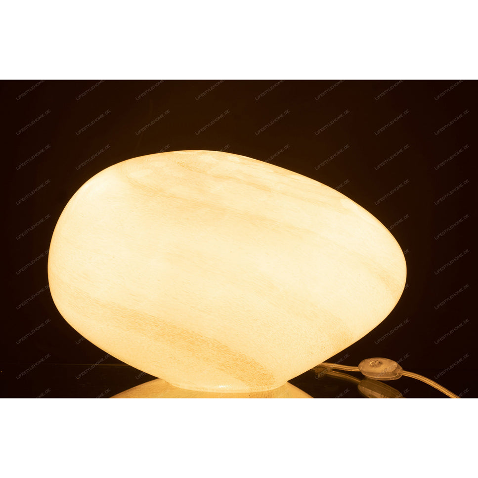 TISCHLAMPE PEARL OVALL GLAS WEISS