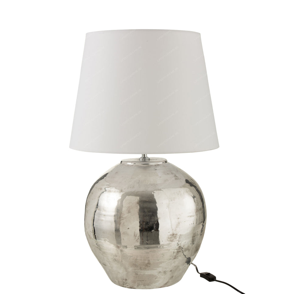 TISCHLAMPE ARYA METALL/TEXTIL SILBER/WEISS