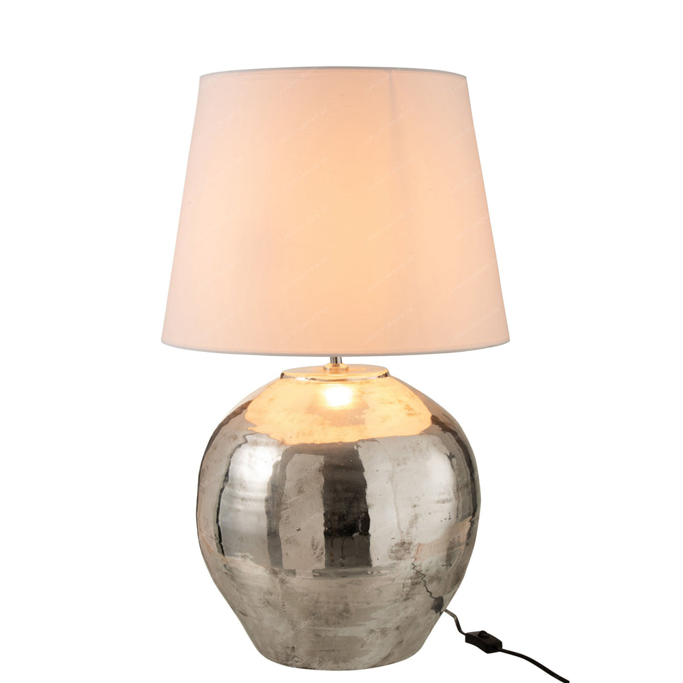 TISCHLAMPE ARYA METALL/TEXTIL SILBER/WEISS