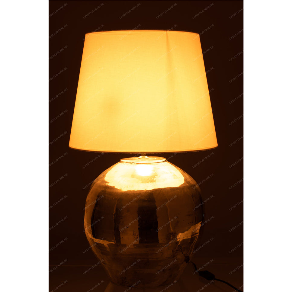 TISCHLAMPE ARYA METALL/TEXTIL SILBER/WEISS