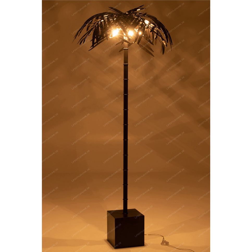 LAMPE STEHEND MIT BLATT METALL SCHWARZ