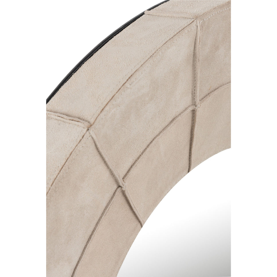 Spiegelband, rund, Leder, beige