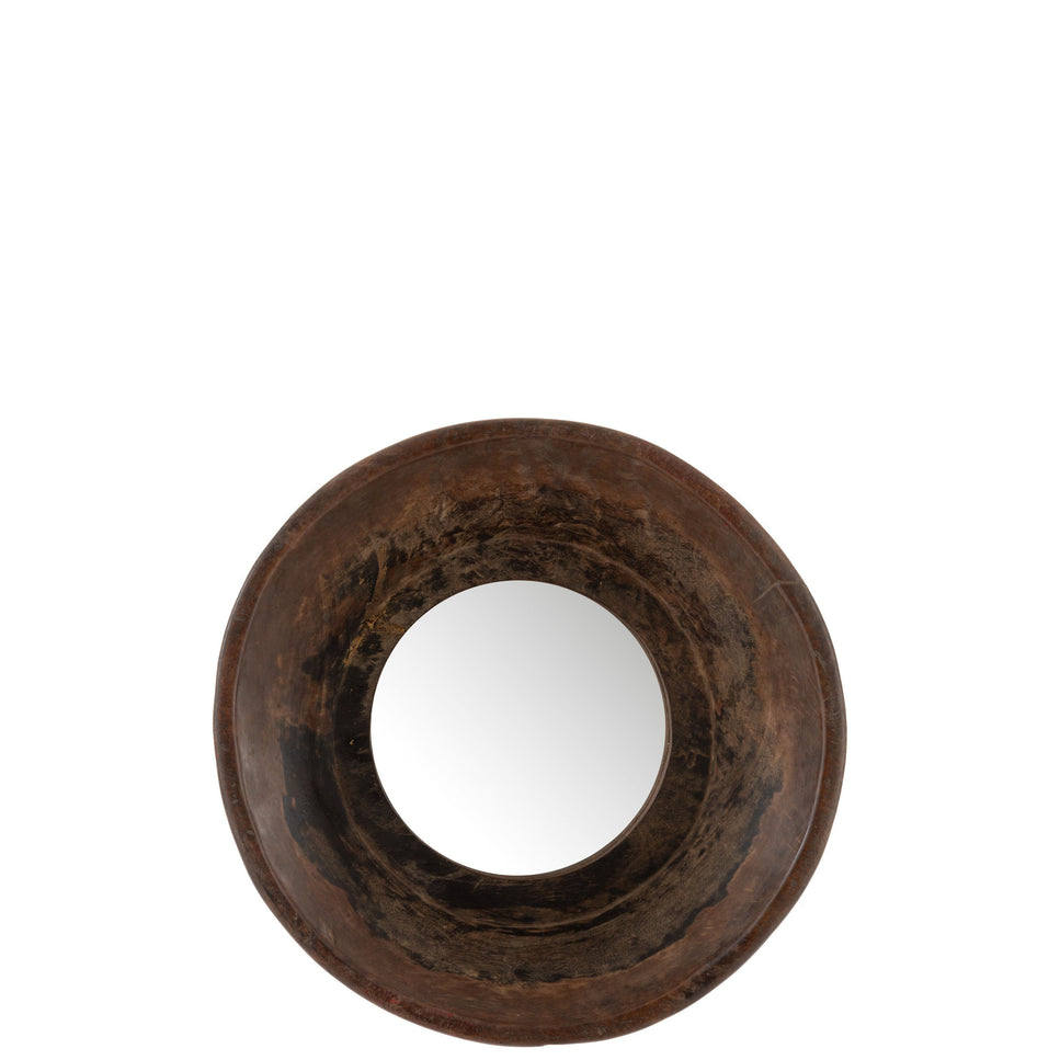 Spiegel runde Bowl Shape, recyceltes Holz, braun