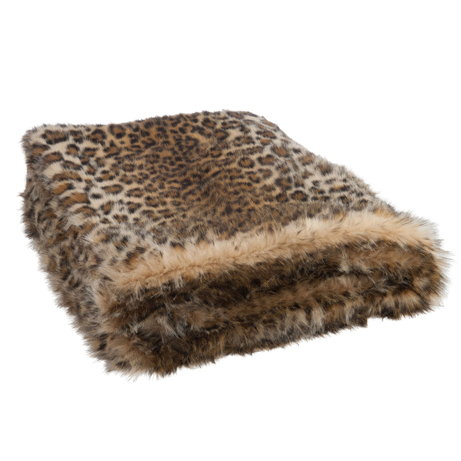 Decke Fake Fur Leopard, schwarz/braun