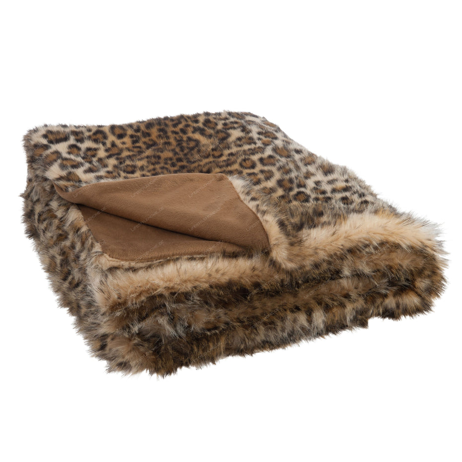 Decke Fake Fur Leopard, schwarz/braun